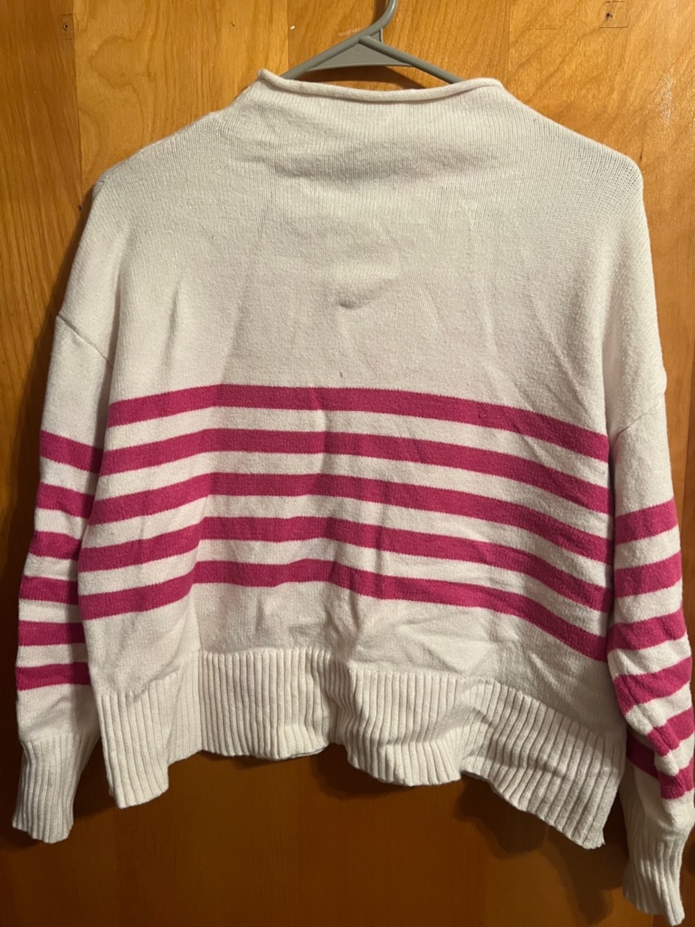 White & Pink Striped Women’s Sweater